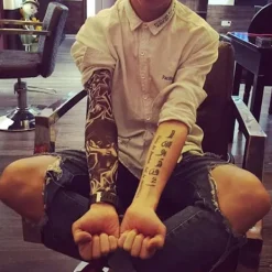 Superp Falsk tatuering armhylsa, armstrumpor Halloween tatuering cyklist basketboll solskydd sleevelet><noscript><img width=