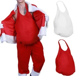 Falsk tomtemage, realistisk enfärgad tyg, bra känsla, falsk mage för julfirande, cosplay-rekvisita -Sy One Size> Tillbehör