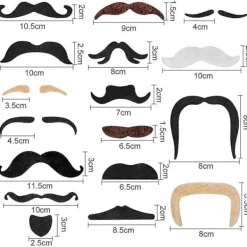 Falska mustascher, 48 stycken självhäftande nyhet falska skägg vuxna barn återanvändbara><noscript><img width=