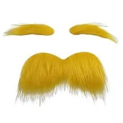 Falska Skägg Mustasch och Ögonbryn Set, Gula Mustascher Ögonbryn Självhäftande Skägg för Barn Vuxen Halloween Jul> Tillbehör