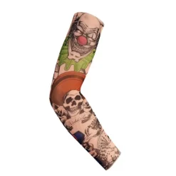 Falska tillfälliga tatueringsärmar Vuxna Kvinnor Män Slip on Elastiska Armstrumpor Unisex Party Halloween Tattoo Biker Sun Block 1 Par-GKK029> Smink
