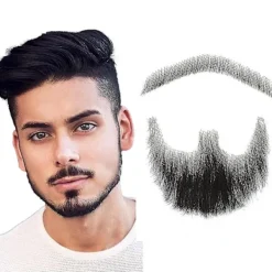 KOOLMEI Falskskägg Realistiskt 100 % människohår Helt handbundet bockskägg Svart För män Makeup Underhållning/drama none> Tillbehör