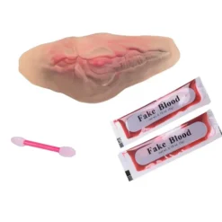 Falskt avskuret halssår med 10 ml falskt blod halloween-tillbehör><noscript><img width=