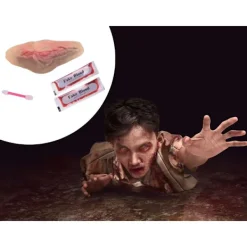 Falskt avskuret halssår med 10 ml falskt blod halloween-tillbehör><noscript><img width=