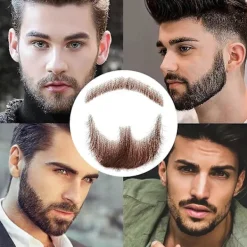 NICEGOU Falskt Skägg Realistiskt 100% Äkta Hår Helt Handknutet Getsskär svart för Män Smink Underhållning/Drama><noscript><img width=