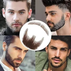 FMYSJ Falskt Skägg Realistiskt 100% Äkta Hår Helt Handknutet Getsskinn Brunt För Män Smink Underhållning/drama (hz06) (FMY)><noscript><img width=