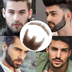 Falskt Skägg Realistiskt 100% Äkta Hår Helt Handknutet Getsskinn Brunt För Män Smink Underhållning/Drama (hz06)><noscript><img width=