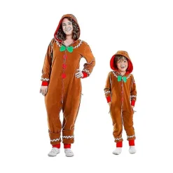 Familj Pepparkaka Mysig Jumpsuit för Män, Bekväm Pepparkaka Mysig Jul Onesie-Perfekt S> Dräkter