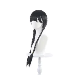 Familjen Addams Film Onsdag Addams Peruker, Halloween Merchandise Gåva För Cosplay Fest Rekvisita Flätat Hår Peruk><noscript><img width=