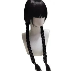 FMYSJ Familjen Addams Film Wednesday Addams Peruker, Halloween Merchandise Gåva För Cosplay Party Rekvisita Flätad Hårperuk (FMY)><noscript><img width=