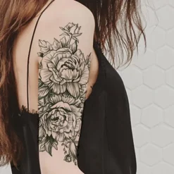 Fashion Tattoo Sticker Temporary Black Roses Design Full Flower Arm Big Fake Tattoo Sticker Body Art Decal Qinhai 2> Smink