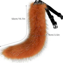Faux pälsräv svans katt varg cosplay kostym set plysch mask fluffiga tass handskar Halloween jul（räv）><noscript><img width=