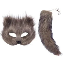 Faux Pälsrävar Svans Katter Mask Therian Mask och Svans Halloween Cosplays Fest> Tillbehör