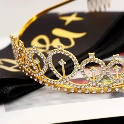 Födelsedagsdrottning Skärp & Strass Tiara Kit - 21:a 30:e Födelsedagspresenter Födelsedag Skärp för Kvinnor Födelsedagsfest Tillbehör_Speciella gåvor Black | Fyndiq> Tillbehör