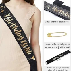 Födelsedagsdrottning Skärp & Strass Tiara Kit - 21:a 30:e Födelsedagspresenter Födelsedag Skärp för Kvinnor Födelsedagsfest Tillbehör_Speciella gåvor Black | Fyndiq><noscript><img width=