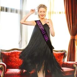 Födelsedagshuvudbonad Tiara Flicka Guld Satin Födelsedagsskärp för Festdekorationer (Roséguld)><noscript><img width=