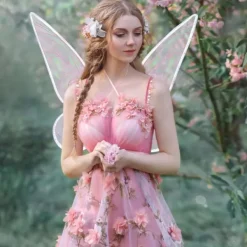 Fägringvingar för Vuxna, Fjärilsvingar för Kvinnor och Flickor Halloween Juldräkt Glittrande Änglavingar Klä Upp Party Favorit (Rosa-1)><noscript><img width=