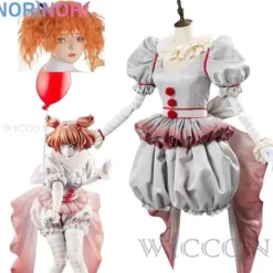 Film Clown Pennywise Cosplay Kostym Könsväxling Halloween Skräck Lolita Utklädnad Dam Fantasiklänning Karneval Party Komplett Set CostumeB and wig | Fyndiq> Dräkter
