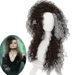 Filmkaraktär Bellatrix Lestrange Lång Brun Blandad Vågig Peruk Bella Peruker Värmebeständig Cosplay Kostym Peruk + Perukmössa> Peruker
