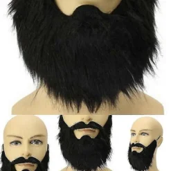 Fina Falska Skägg Halloween Kostymfest Mustasch Svart Cosplay Utklädnad 1setblack><noscript><img width=