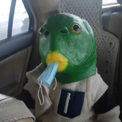 Fiskhuvudbonad, Grön fiskmanhuvudbonad [Solglasögon + Guld Halsband], Husdjurshuvudbonad Kostymtillbehör för Halloween, Jul, Karneval, Maskerad.><noscript><img width=