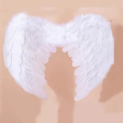 LEIGELE Fjäder Ängelvingar med Elastiska Band Cosplay Party Vingar Scenföreställning Ängeldräkter Tillbehör för Flickor Barn Vit M (LGL) S><noscript><img width=