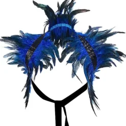 Fjädercape Fjädersjal BLÅ _YF> Huvudbonader