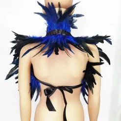 Fjädercape Fjädersjal BLÅ _YF><noscript><img width=