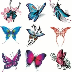 10/fjäril Tatuering Klistermärken Vattentät Kvinnlig Fräsch Färgglad Tredimensionell N7p6> Smink