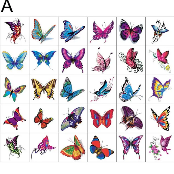 10/fjäril Tatuering Klistermärken Vattentät Kvinnlig Fräsch Färgglad Tredimensionell N7p6> Smink