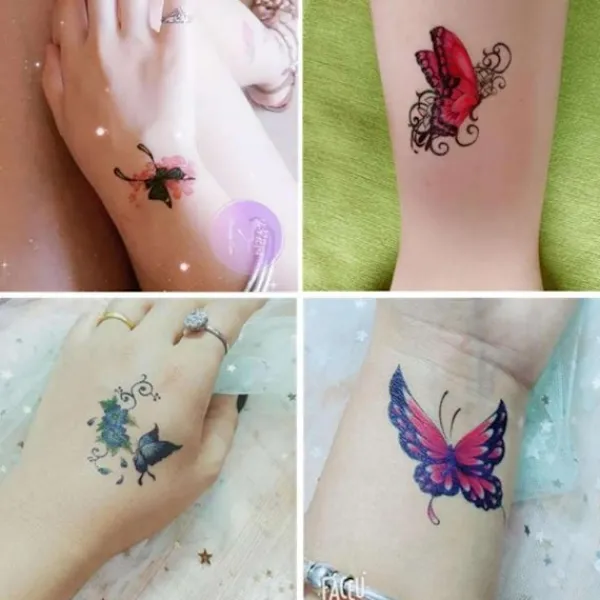 10/fjäril Tatuering Klistermärken Vattentät Kvinnlig Fräsch Färgglad Tredimensionell N7p6> Smink