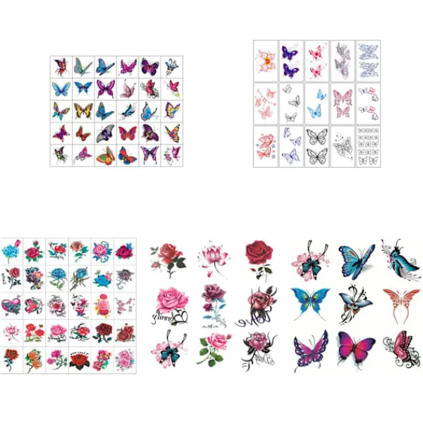 10/fjäril Tatuering Klistermärken Vattentät Kvinnlig Fräsch Färgglad Tredimensionell N7p6> Smink