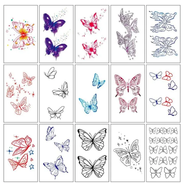 10/fjäril Tatuering Klistermärken Vattentät Kvinnlig Fräsch Färgglad Tredimensionell N7p6> Smink