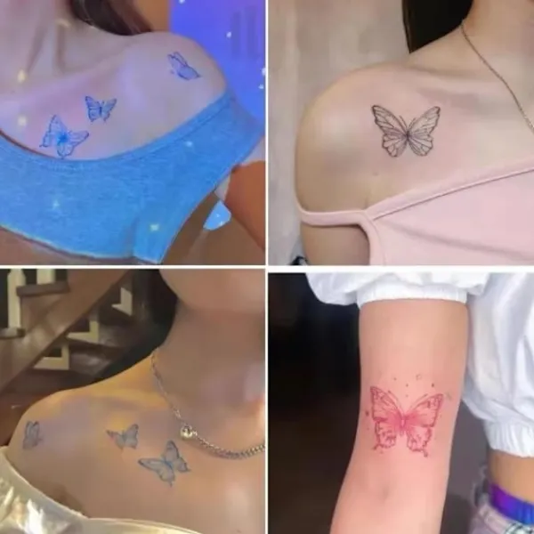 10/fjäril Tatuering Klistermärken Vattentät Kvinnlig Fräsch Färgglad Tredimensionell N7p6> Smink