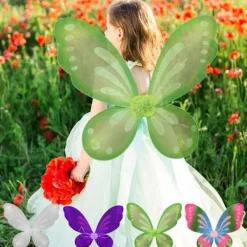 Fjärilsfévingar med elastiska band för prinsesskostymfestfavoriter><noscript><img width=