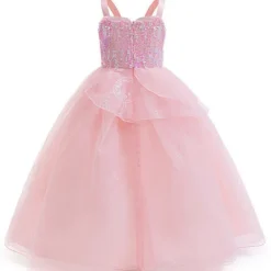 Flickor Prinsessa Glinda Klänning Cosplay Kostym Elak Karneval Party Maskeradklänning Endast Garland Pannband-FA- One Size><noscript><img width=