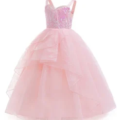 Flickor Prinsessa Glinda Klänning Cosplay Kostym Elak Karneval Party Maskeradklänning Endast Garland Pannband-FA- One Size><noscript><img width=