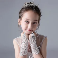 Flickors Prinsesshandskar Klänning Handskar Spets Diamant Fotografering Kostym Haoyi> Tillbehör
