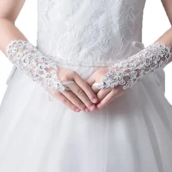 Flickors Prinsesshandskar Klänning Handskar Spets Diamant Fotografering Kostym Haoyi><noscript><img width=