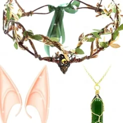 GETIT Floral Medeltida Renässans Huvudsmycke Halsband Öron Hårband Älva Alv Kvinnors Halloweenfest / Kväll Fler Tillbehör> Tillbehör