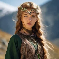 GETIT Floral Medeltida Renässans Huvudsmycke Halsband Öron Hårband Älva Alv Kvinnors Halloweenfest / Kväll Fler Tillbehör><noscript><img width=