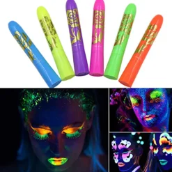 Fluorescerande Kroppsmålningskritor Tvättbara Luminescerande Pigment för Ansikte och Kropp><noscript><img width=
