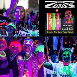 Fluorescerande Kroppsmålningskritor Tvättbara Luminescerande Pigment för Ansikte och Kropp><noscript><img width=