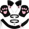 DAO FRCOLOR 1 Set Fuskpäls Rävöron Hårband Katt Tass Handskar Öron Pannband Räv Chokers Kvinnor Cosplay Tillbehör [DB]> Tillbehör
