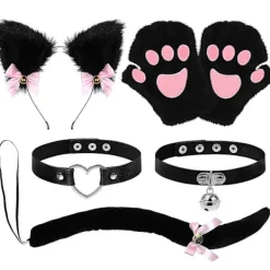 DAO FRCOLOR 1 Set Fuskpäls Rävöron Hårband Katt Tass Handskar Öron Pannband Räv Chokers Kvinnor Cosplay Tillbehör [DB]> Tillbehör