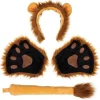 Frcolor Lovely Lion Cosplay Costume Kit Halloween Costume Lion Paw Mittens Ears Headband And Tail Set For Kids And Adults (brown> Tillbehör