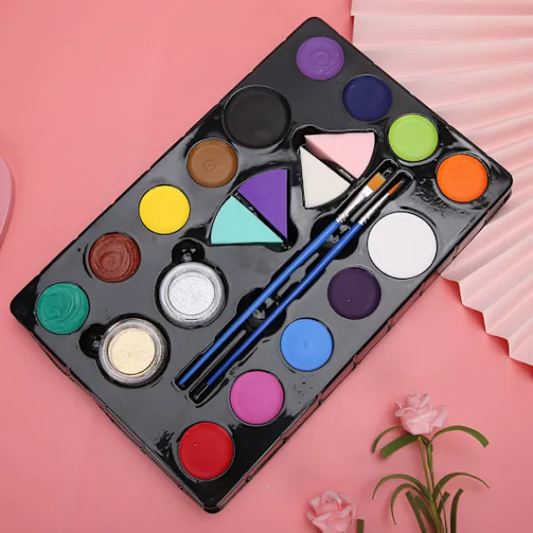 14-färgad ansikts- och kroppsmålning Makeup Cosplay Målningsset, Giftfri Vattentät Ansiktsmålningssats för Vuxna & Barn Halloweenfest Kostymmakeup> Smink