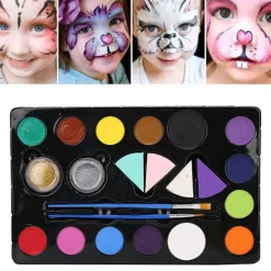 14-färgad ansikts- och kroppsmålning Makeup Cosplay Målningsset, Giftfri Vattentät Ansiktsmålningssats för Vuxna & Barn Halloweenfest Kostymmakeup><noscript><img width=