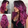 Färgglad Peruk Cosplay Kostym Peruk Lång Naturlig Lös Vågig Röd Mixad> Peruker