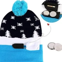 Färgglada LED-lampor lyser upp tomteluvan ful julmössa ful julmössa för vuxna jul nyårsfest> Huvudbonader